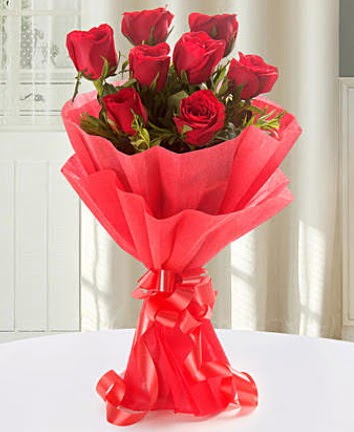 9 adet kırmızı gülden modern buket  Kıbrıs çiçek yolla 