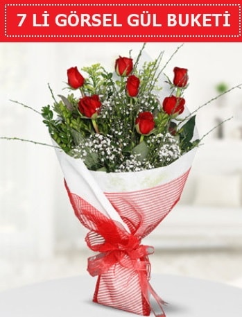 7 adet kırmızı gül buketi Aşk budur  Kıbrıs ucuz çiçek gönder 